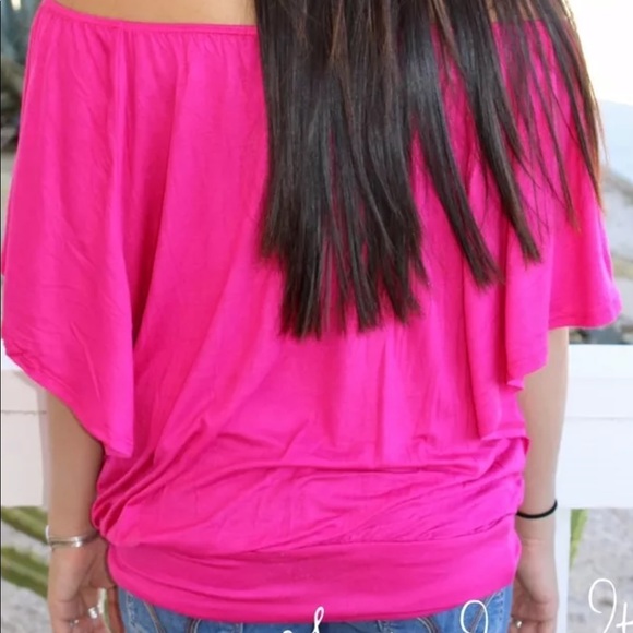 NEW fuchsia off shoulder top XL - Picture 3 of 15